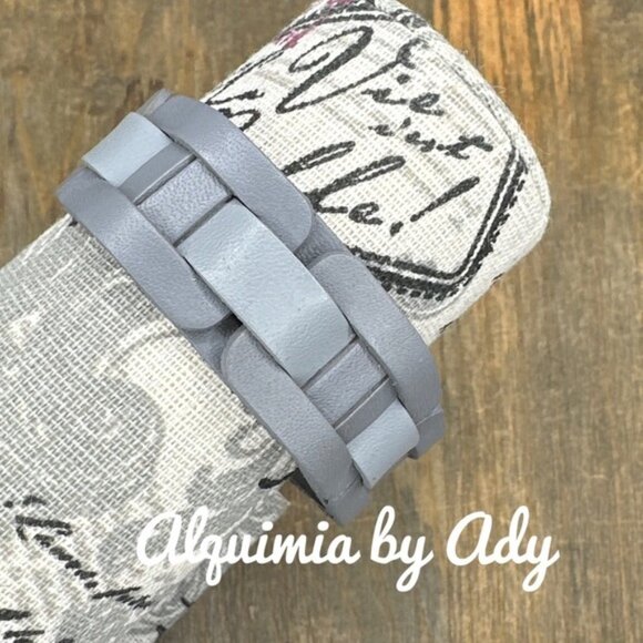 Statement gray weave bracelet cuff - Picture 1 of 2